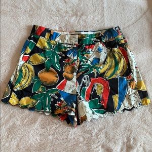 J Crew Postcard Print Scallop Shorts